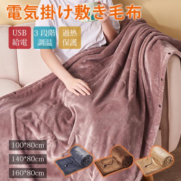電気毛布 ダブルサイズ 大判 洗える 電気ひざ掛け 暖かい 防寒 掛け敷き毛布 フランネル素材 プー...