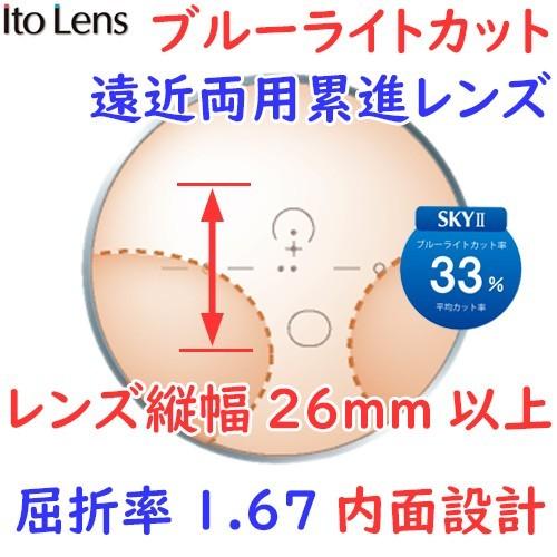 (メガネセット用/２枚1組)(ブルーライトカット遠近両用超薄型)(送料無料)(屈折率1.67 内面設...