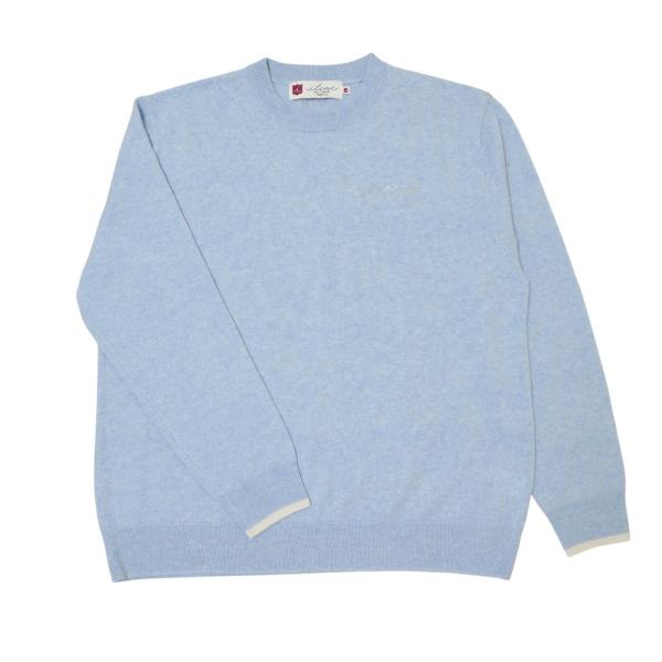 カシミヤ クルーネック セーター サックス ブルー イリアック ゴルフ Iliac Golf