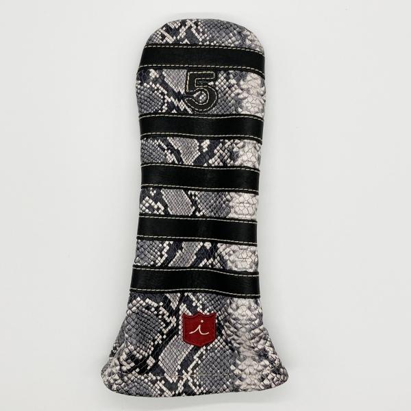 ゴルフ ヘッドカバー fw フェアウェイウッド5 本革 イリアック ポロ アフリカパイソン x ブラ...