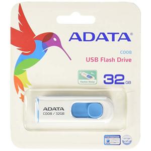 ADATA USBメモリ 32GB USB2.0 スライド式 ホワイト AC008-32G-RWE