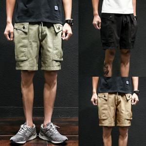 カーゴパンツ ワークパンツ メンズ 太め ショートパンツ ハ...
