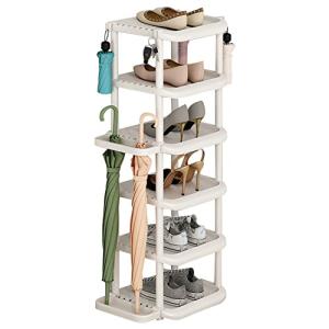 据え置き型シューズラック シューズボックス 下駄箱 靴箱 6段式 傘ラック付き 水受けトレイ付き 傾斜台 ツール不要 取り付けやすい 玄関収納