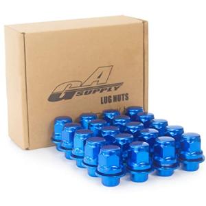 GAsupply トヨタ 5穴アルミホイール用ナット37mmショート M12 P1.5 レーシングナット 平面座 スチール製 青色