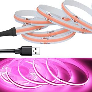 LEKE COB テープライトLEDストリップライトフレキシブル 高密度 LEDテープライト 2m 320LEDs/m ピンクライト DC5V