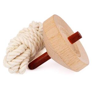 長く回る 直径5.8cm 色塗りや工作できる無地木製こま  ひもこま こま紐付き