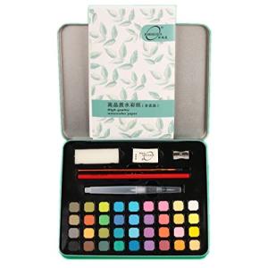 YUANHEN固体水彩絵の具 水彩ペイント36色セット固形水彩 お絵描き - 易着色 速乾 大容量 ブラシ付属