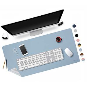 桜酔屋 マウスパッド 大型 デスクマット事務机 PUレザー パソコンマット オフィス/ゲーム用 テーブルマット(スカイブルー+シルバー，40cm