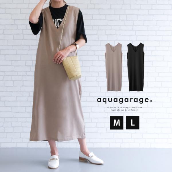 リネンライクVネックIラインワンピース  レディース 春 夏 M L  ≪ゆうメール便配送20・代引...