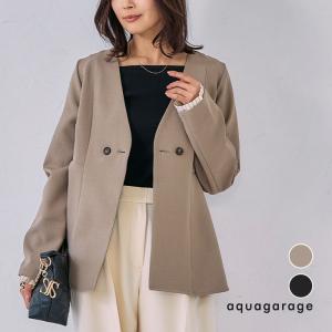 ノーカラーウエストシェイプペプラムジャケット 春 秋 M