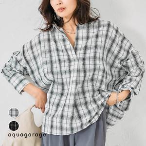 シアーチェックオーバーサイズスキッパーブラウス 春 夏 秋 M ≪ゆうメール便配送10・代引不可≫