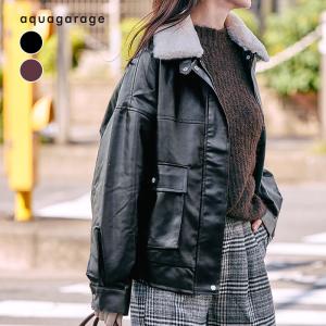ティペット付きフェイクレザーブルゾン 秋 冬 M