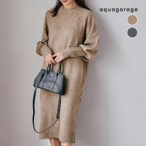 指穴付きボリュームスリーブニットワンピース レディース 秋 冬