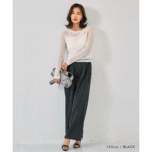 ワイドパンツ レディース ストライプパンツ ツ...の詳細画像3