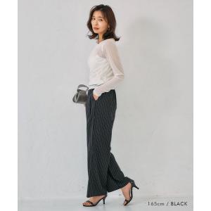 ワイドパンツ レディース ストライプパンツ ツ...の詳細画像4