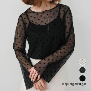 キャミ付きドットメローシアーブラウス春 夏 秋 M ≪ゆうメール便配送10・代引不可≫
