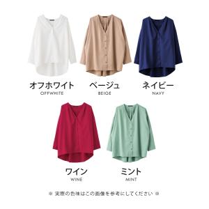 シャツ ブラウス Vネック レディース 長袖 ...の詳細画像2