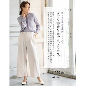 シャツ ブラウス Vネック レディース きれい...の詳細画像3