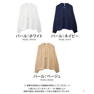 ブラウス レディース 長袖 ボウタイ シャツ ...の詳細画像1