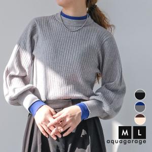 レイヤード風リブニットトップス春 秋 冬 M L≪ゆうメール便配送30・代引不可≫