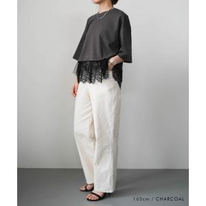 Tシャツ レディース 半袖 裾レース カットソ...の詳細画像5