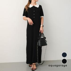 バイカラー襟付きワンピース 春 夏 M ≪ゆうメール便配送30・代引不可≫