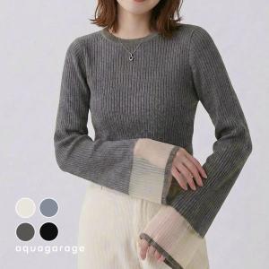 袖口シアーニットトップス 春  秋 冬 レディース ≪ゆうメール便配送20・代引不可≫