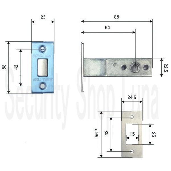 美和ロック,MIWA　不二サッシ用　チェルトII 補助錠ケース　LO0850NA　（フロント刻印　M...