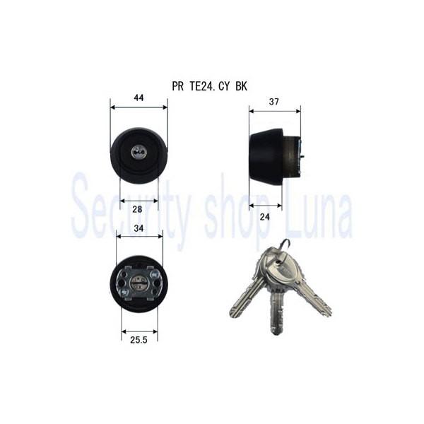 美和ロック MIWA PR TE24.CY BK (キー3本付) ブラック色 (返品・交換不可)【在...