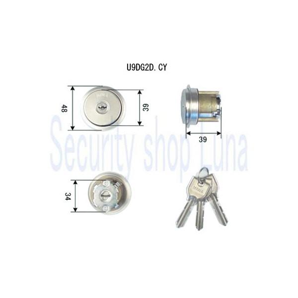 美和ロック　Ｕ９ＤＧ２Ｄシリンダー　Ｕ９ ＤＧ２Ｄ．ＣＹ　ＳＴ（ステンレスヘヤーライン）　扉厚３７−...