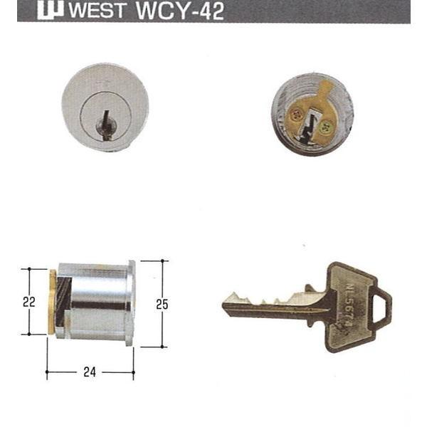 WEST ウエスト  504用丸型片面シリンダーのみ 504KTASIRI(WCY-42) キー３本...