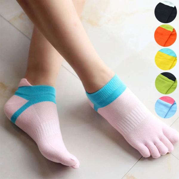 ランニング　5本指カラーソックス　通気性　メッシュ　　靴下　　スポーツウェア レディース スニーカー...