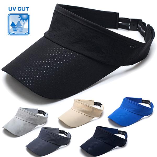 防水アイテム　スポーツバイザー　ランニング　キャップ　日よけ　アウトドア　メッシュ サンバイザー　帽...