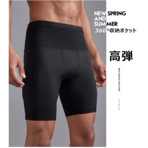 ランニングパンツ ハーフタイツ ウエストポケッ...の詳細画像5