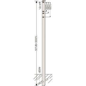 標識用ポール 埋め込みタイプ 50角×2500mm 標識取付用金具付 136011 日本緑十字