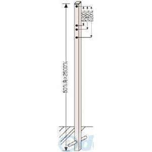 標識用ポール 埋め込みタイプ 50角×3000mm 標識取付用金具付 136012 日本緑十字