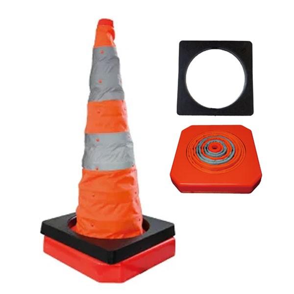 折りたたみ式 カラーコーン(大)とコーンウェイト(ミニサイズ2kg)セット　 赤 パイロン　コーンベ...