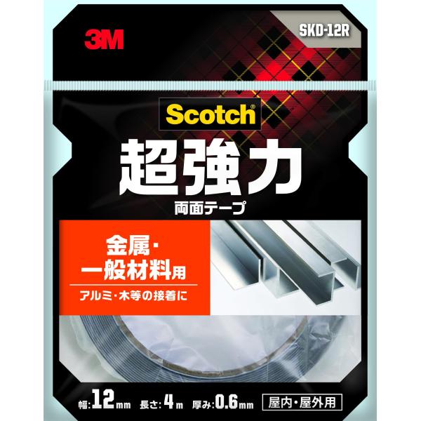 3M 両面テープ 超強力 金属 一般材料用 幅12mm 長さ4ｍ スコッチ SKD-12R セミロン...