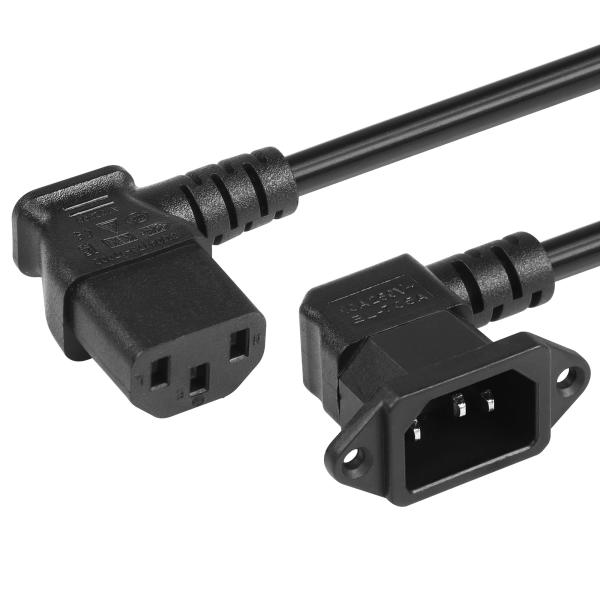 CERRXIAN 90°IEC 320 C14-C13電源コード 90度C14オス〜C13メス（右）...