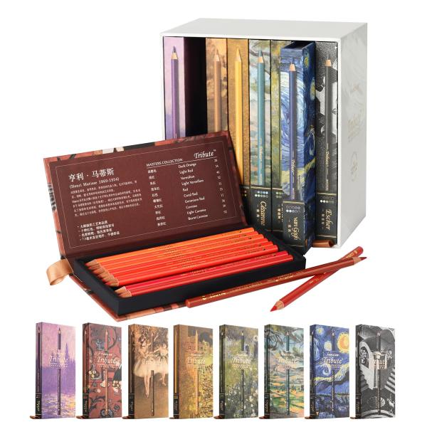 Marco 80色油性鉛筆 大人，塗り絵 高級 プロ用 スケッチ 柔らかい 芯 重ね塗り可能な10層...