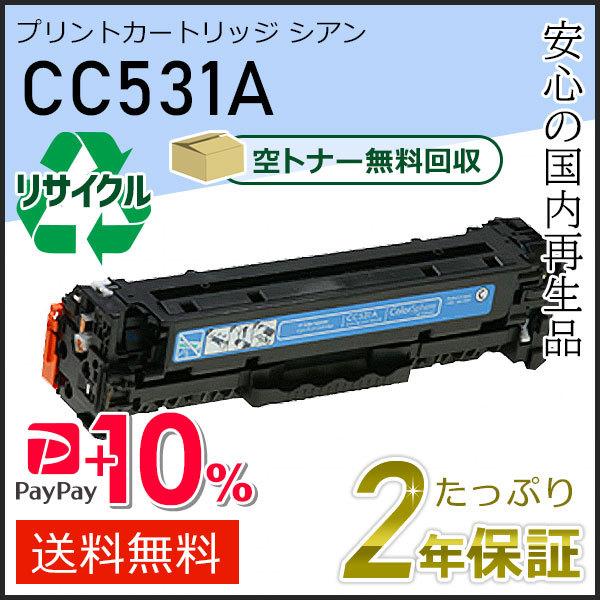 CC531A ヒューレットパッカード用 リサイクルプリントカートリッジ(リサイクルトナーカートリッジ...