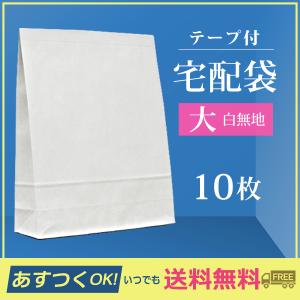 梱包袋(宅配袋) 大 白無地 幅320mm×高さ400mm×マチ110mm ベロ55mm テープ付 10枚 PayPayポイント10%｜runner