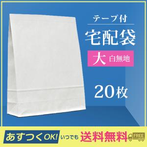 梱包袋(宅配袋) 大 白無地 幅320mm×高さ400mm×マチ110mm ベロ55mm テープ付 20枚 PayPayポイント10%｜runner