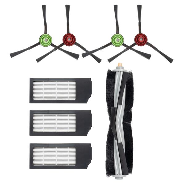 エコバックス X1 / T10対応 交換用消耗品8点セット 互換品 (サイドブラシ2個×2セット・フ...