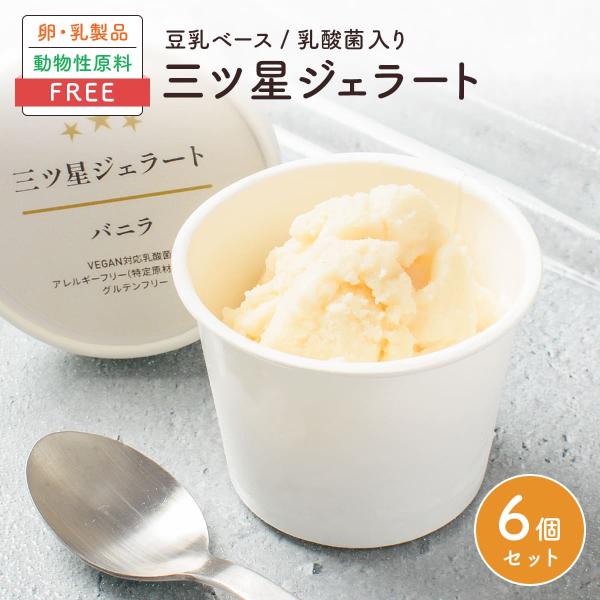 三ツ星ジェラート バニラ 6個入 アイス 詰め合わせ 無添加 卵 乳 不使用 アレルギー ベジタリア...