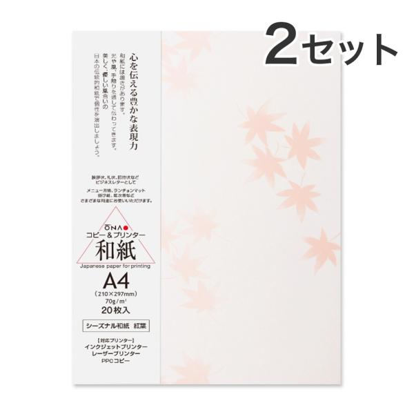 大直 和紙 柄入 コピー プリンター用紙 シーズナル和紙 紅葉 A4 20枚入×2セット