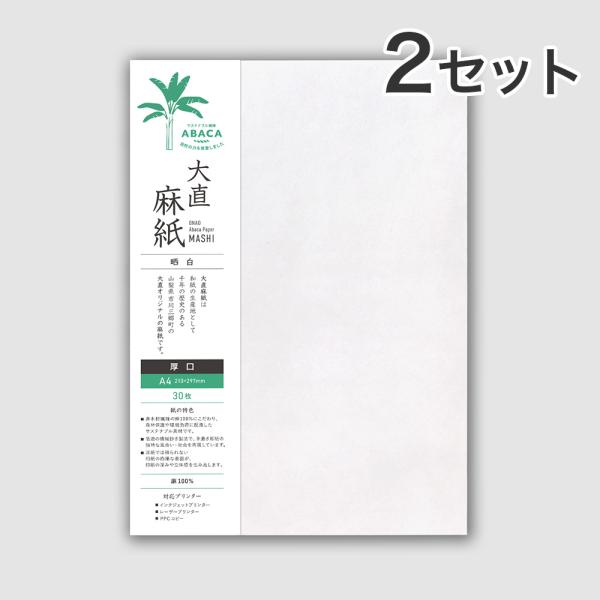 大直 和紙 プリンター用紙 麻紙 晒白 厚口 A4 30枚入×2セット