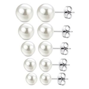 (1) 5 Pairs White) - Jewelrieshop Faux Pearl Stud Earrings 5 Pairs 【並行輸入】｜runsis-store