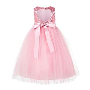 ekidsbridal heart cutoutスパンコールの花の女の子のドレスデイリードレスフォーマルパーティーガウン172seq 【並行輸入】｜runsis-store