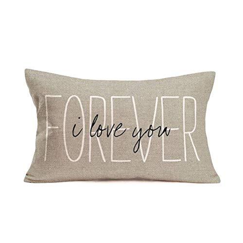 Qinqingo Forever I Love You 枕カバー 12x20インチ コットンリネン枕...